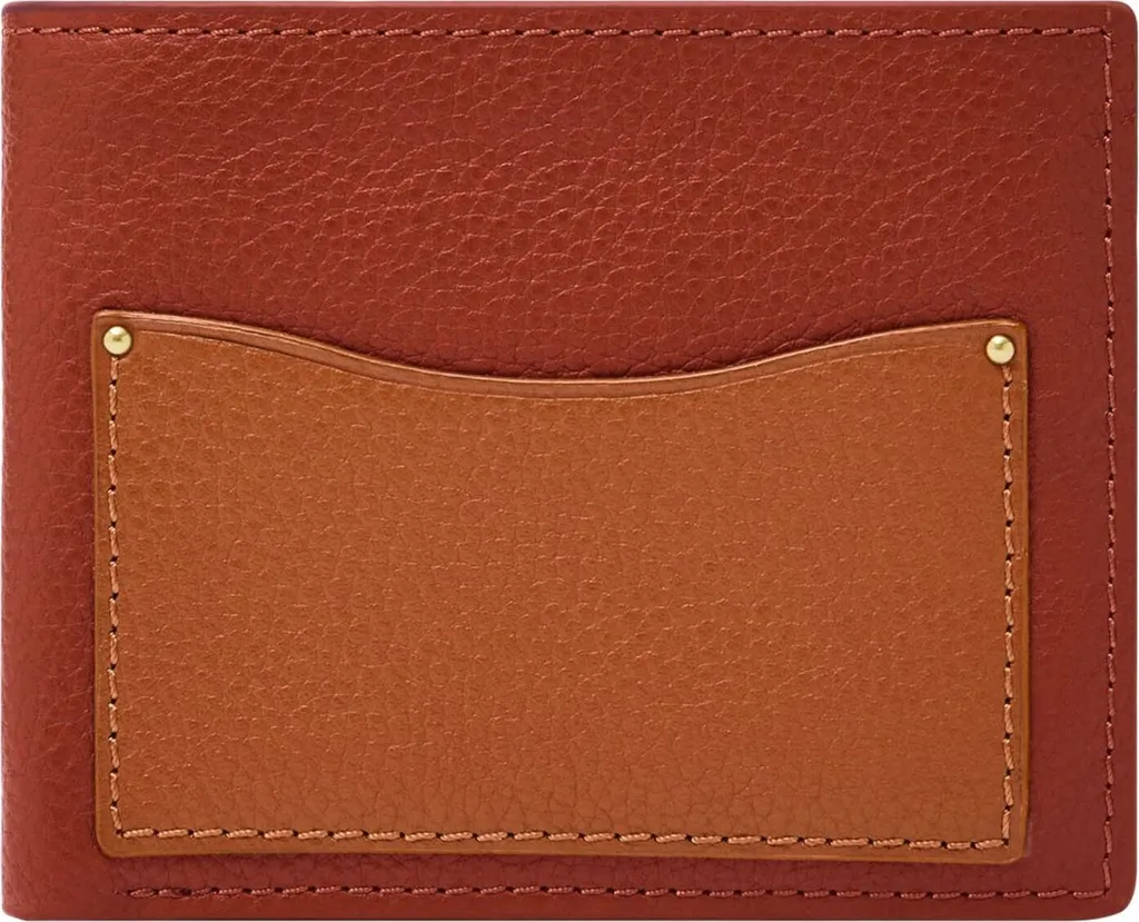 Porte-monnaie bifold en cuir pour homme Fossil Anderson Large Orange Multi