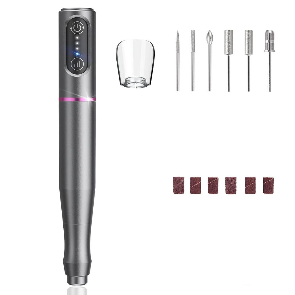 Nagelfräser für Gelnägel Kabellos, Elektrische Nagelfeile Fräser für Gelnägel, USB Wiederaufladbare, 25000u/min 3 Geschwindigkeitsstufen eins...