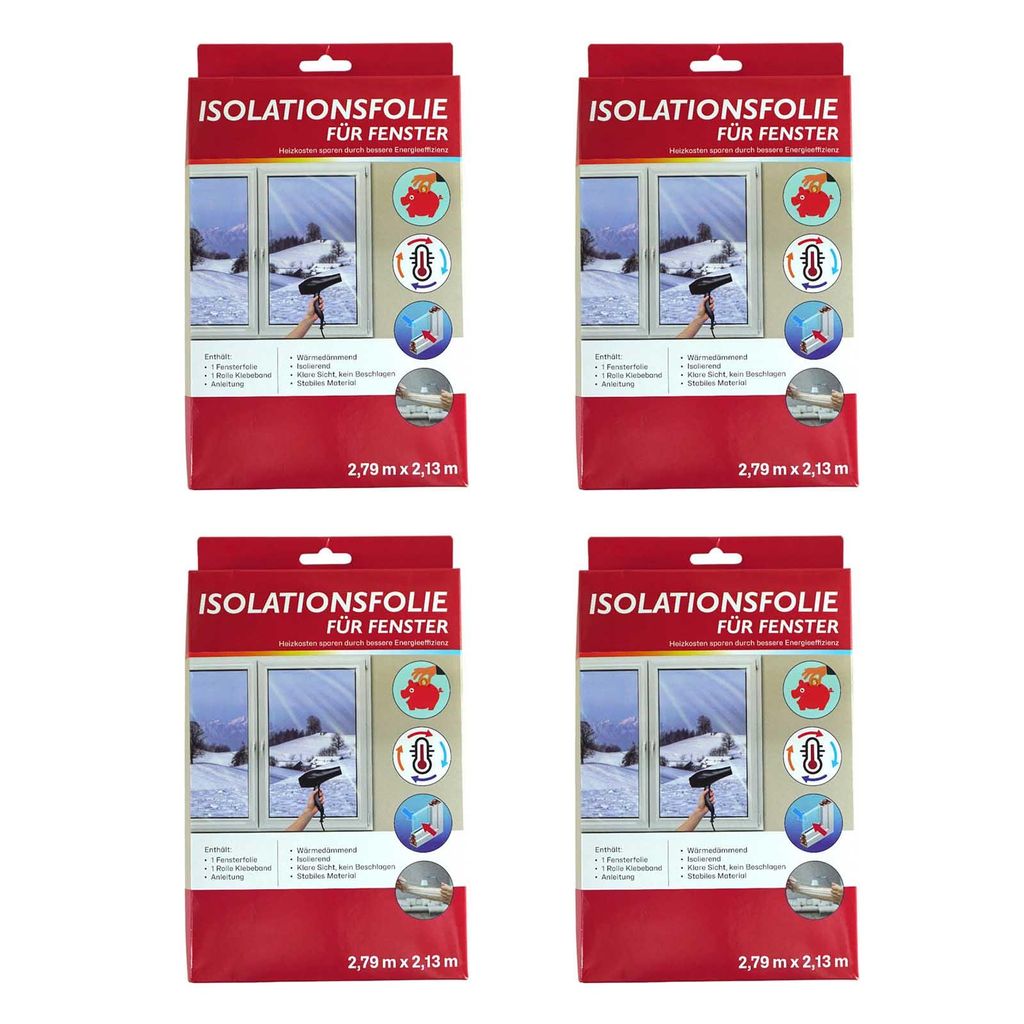 4x Isolationsfolie für Fenster Transparent je 2,79 x 2,13 m Produktbild 