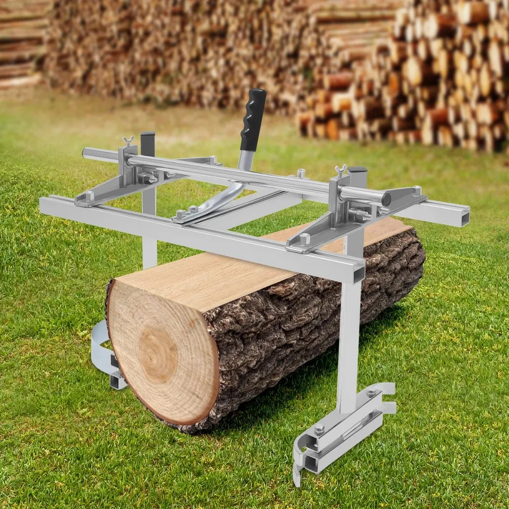 Segheria a catena mobile - Guida per il taglio delle tavole regolabile - Lega di alluminio - Larghezza massima della tavola 60 cm - Spessore di taglio 1.27-33 cm - Per barre da 35 5-33 cm - Per il taglio di tavole da 35 cm. Larghezza tavola 60 cm - Spessore di taglio 1,27-33 cm - Per barra da 35,5-61 cm - 7