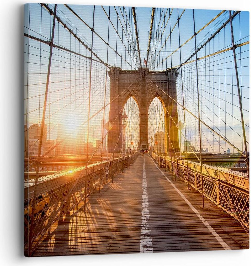 Bild auf Leinwand - Leinwandbild - New York Brücke - 40x40cm - Wand Bild - Wanddeko - Wandbilder - Leinwanddruck - Bilder - Kunstdruck - Wanddekor...