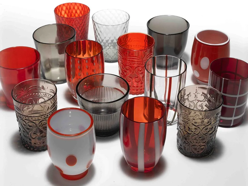 Set 6 Bicchieri Zafferano Melting Pot Rosso e Grigio Bicolore