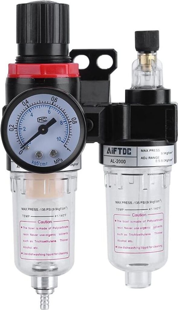 1/4" Filterregler Druckregler Ölabscheider Feuchtigkeitsabscheider Öler Wasserdruck Kompressor Luftfilterregler