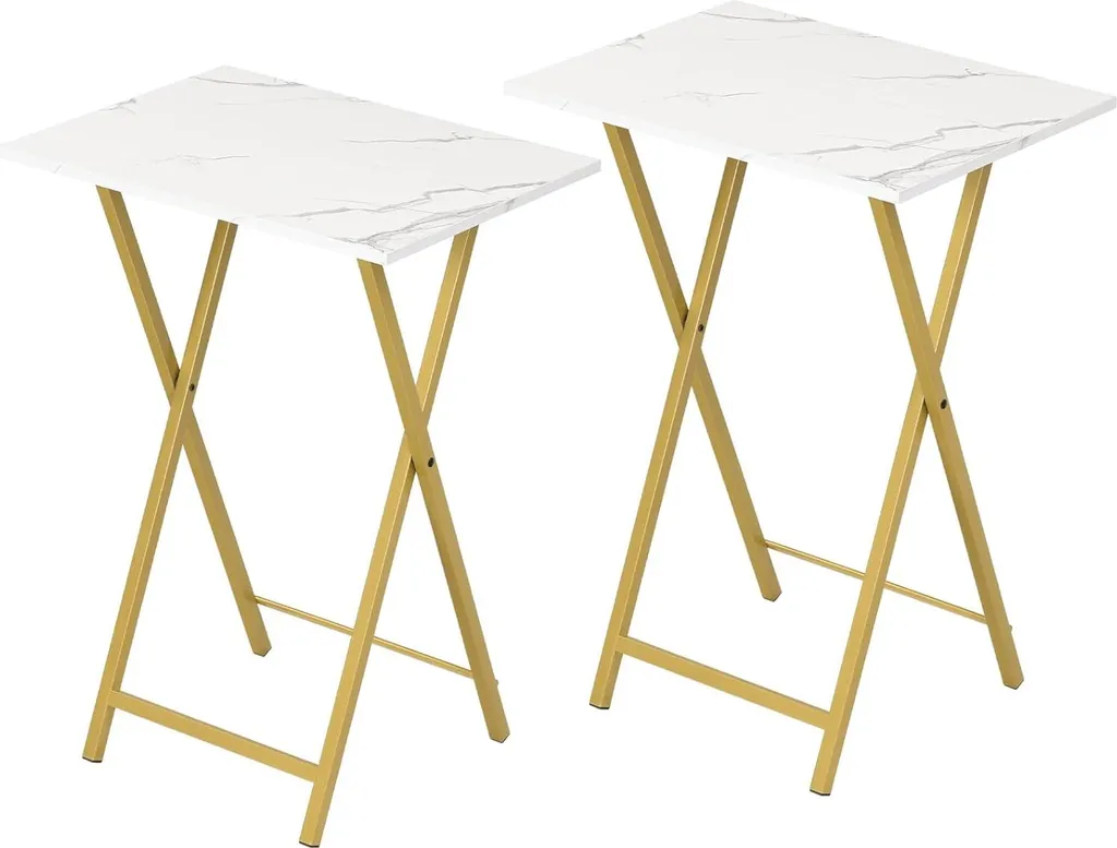Petites tables pliantes marbre et or - Solution gain de place chic