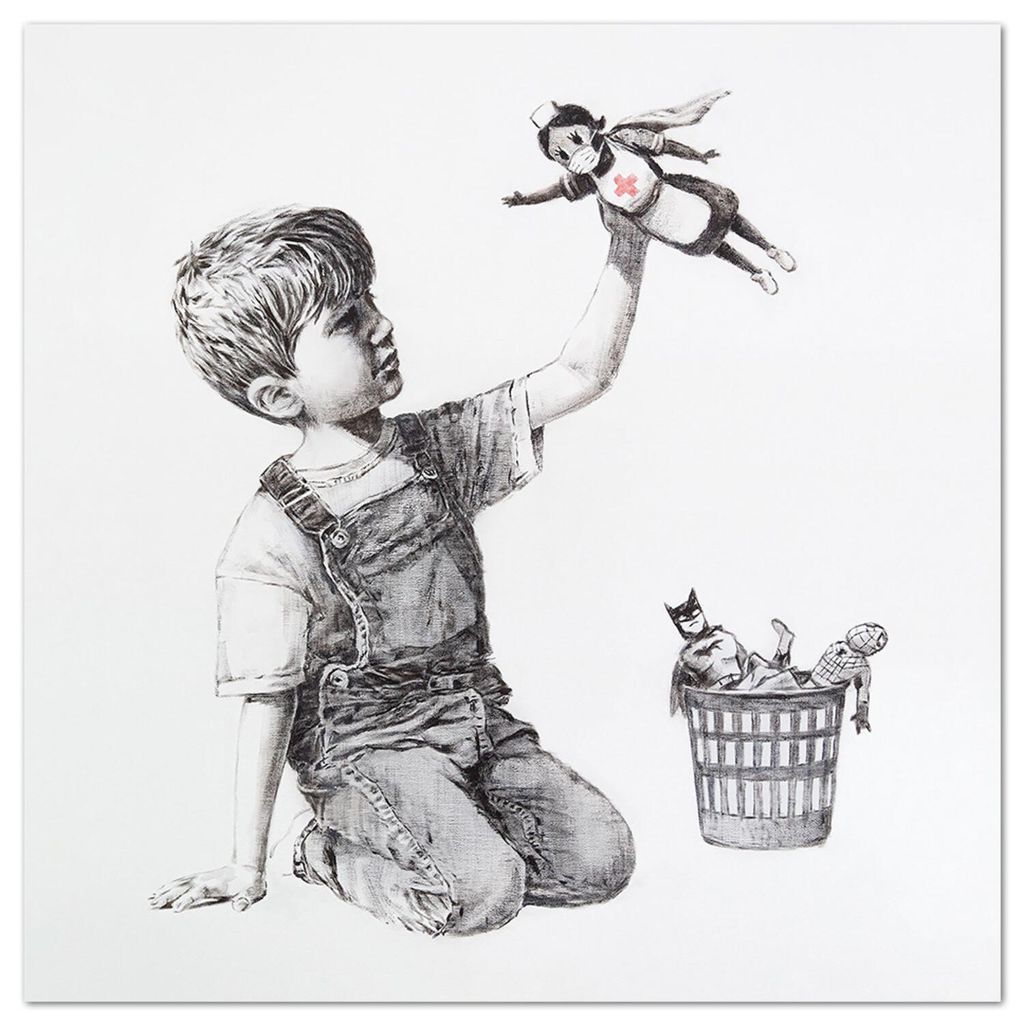 Giallobus - Superhelden-Krankenschwester - Banksy - 50L x 50B cm - Bild - Acrylglas