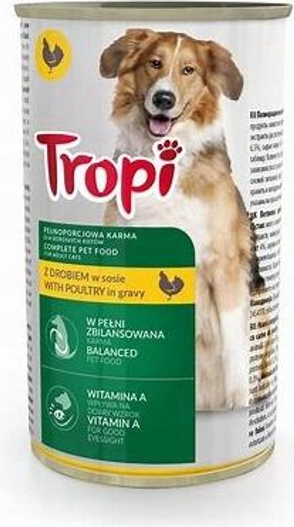 TROPI Nassfutter für Hunde mit Geflügel in Sauce 415 g POULTRY Hund