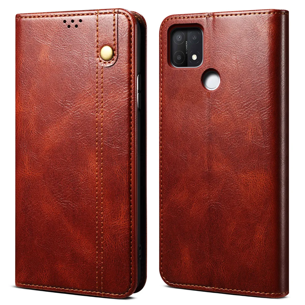 Custodia a portafoglio OPPO A15 Flip PU pelle e TPU Custodia