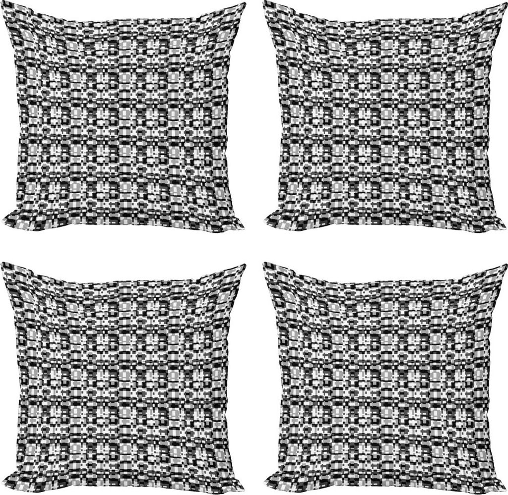 ABAKUHAUS Abstrakt Kissenbezug Set (4 Stück), asymmetrische Graustufen, Moderner Doppelseitiger Digitaldruck, 60 cm x 60 cm, Schwarz, Grau, Weiß