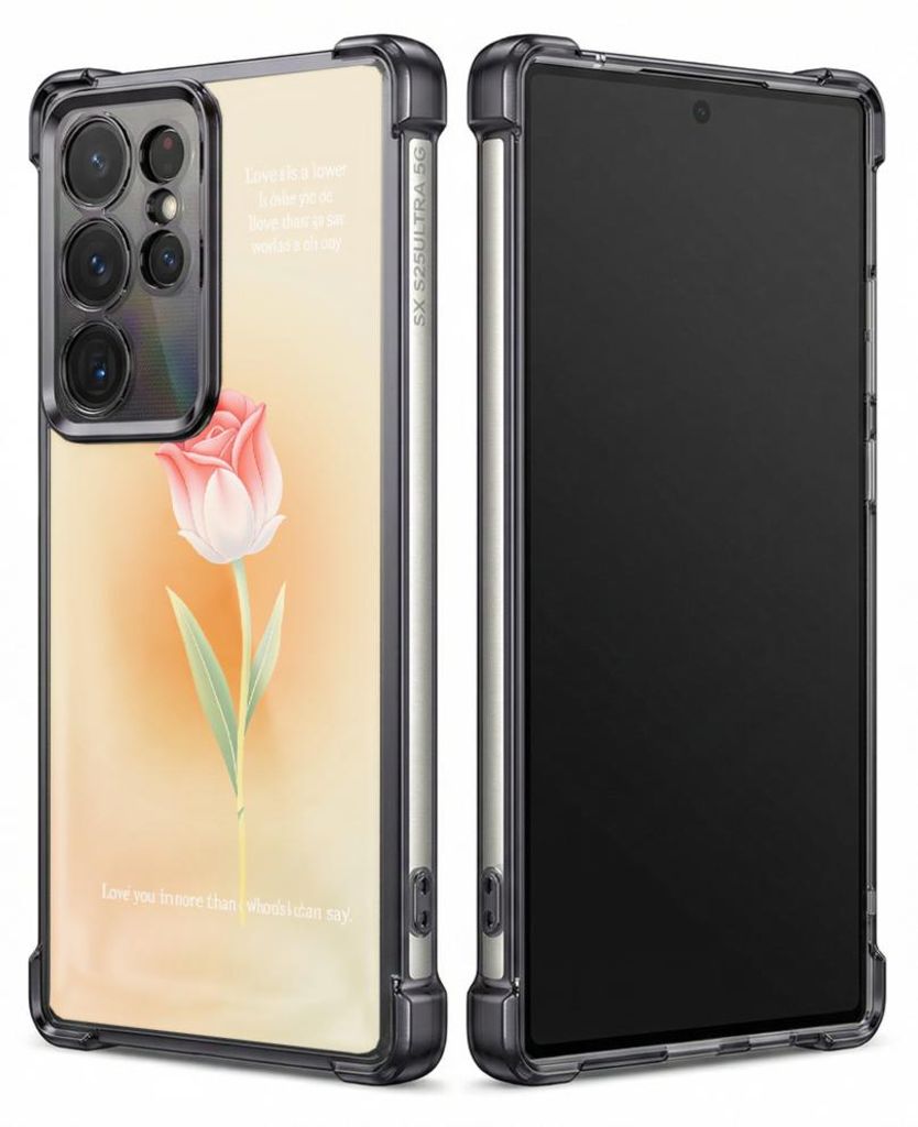 Personalisierte Hülle mit Bild für Samsung Galaxy S24 FE Elektroplattiert TPU Stoßdämpfer Handyhülle mit Rosa Tulpenblumen-Design