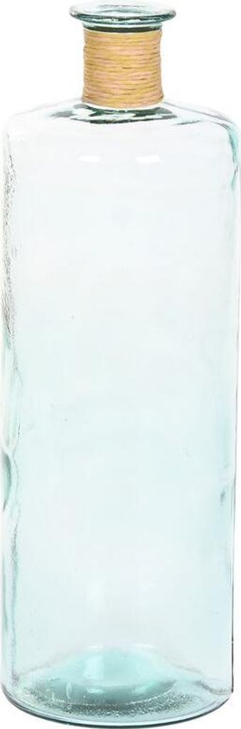 Vase Home ESPRIT Durchsichtig Binsen Recyceltes Glas natürlich 25 x 25 x 75 cm