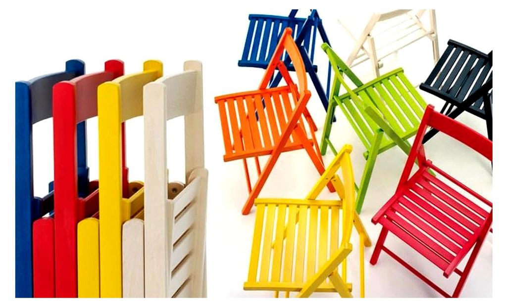 Klappstuhl aus buntem Holz, platzsparend für Garten, Terrasse, Balkon, Bar, Restaurant, leicht, Camping, Esszimmer, Küche, Massivholz Buche (1, G...