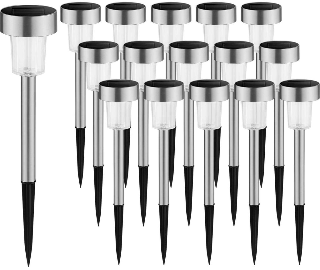 16 LED Solarleuchte Wegebeleuchte Gartenleuchte Solarlampe mit Erdspieß Beet