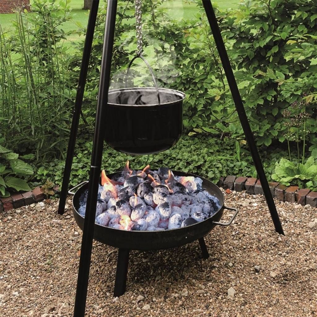 Schwenkgrill mit Feuerschale, Dreibein Holzkohlegrill 52cm Grillrost