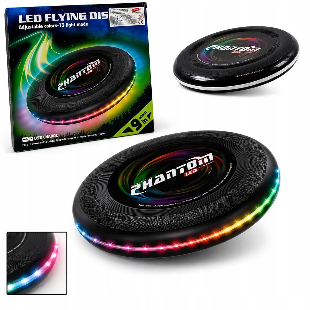 Leuchtendes LED Frisbee 22cm - Fliegende UFO Wurfscheibe Produktbild 