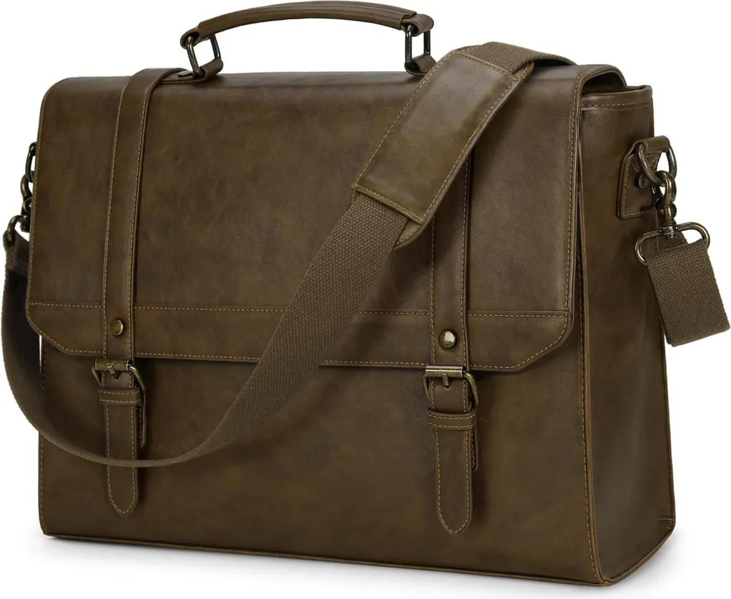 IGOLUMON Cartella Uomo Vintage Khaki Impermeabile - Borsa PC 15,6 Pollici