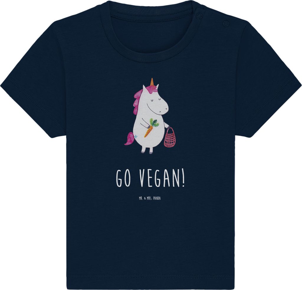 Mr. & Mrs. Panda Babyshirt Einhorn Vegan 0. - 6. Monat - French Navy - Geschenk, Baby Jerseyshirt, Veganer, Gesund essen, Shirt, Veganismus, T-Shir...