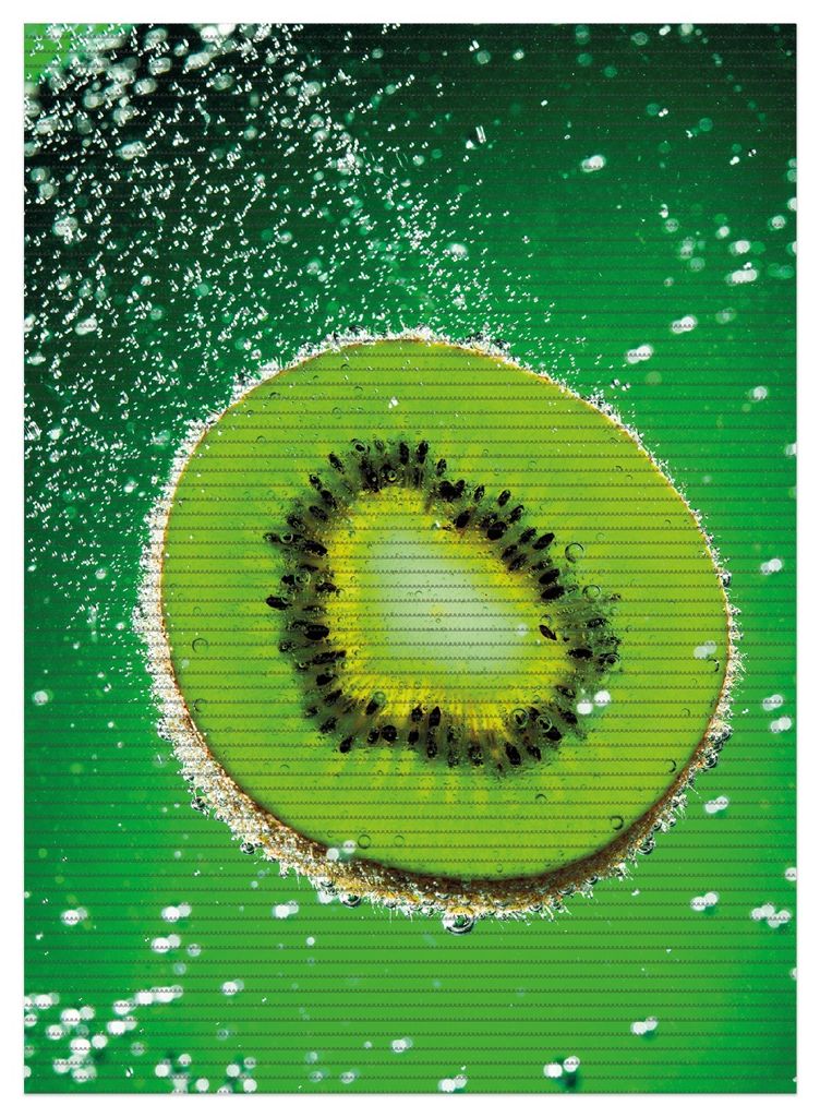 Wallario Duschmatte Antirutschmatte Badmatte Fußmatte Grüne Kiwi-Scheibe im Wasser, Größe ca. 90 x 65 cm