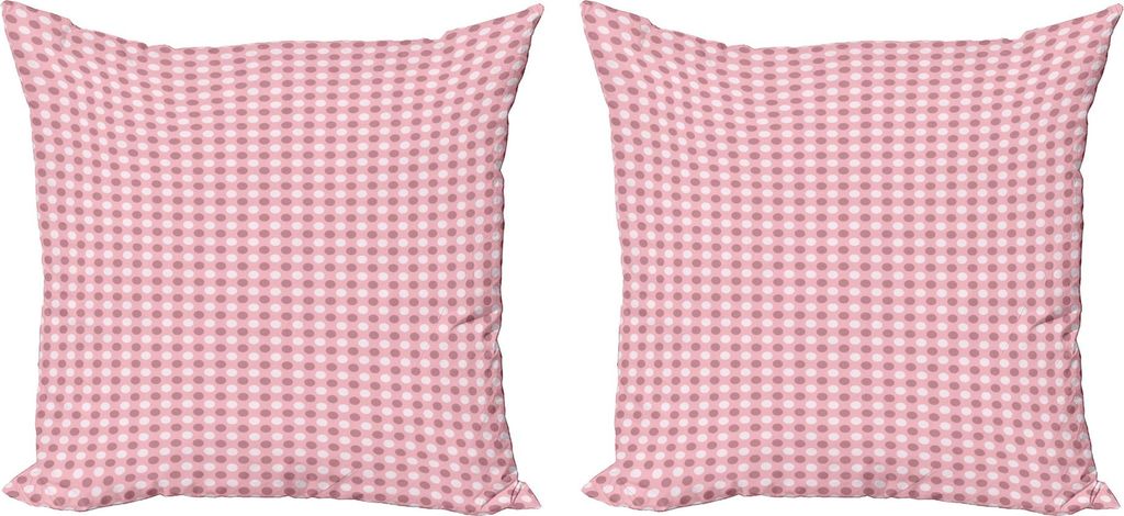 ABAKUHAUS Rosa Tupfen Kissenbezug Set (2Stück), Symmetrische Zusammenfassung Rund Monochrome inspiriertes Design, 50 x 50 cm, Blassrosa Getrocknet...