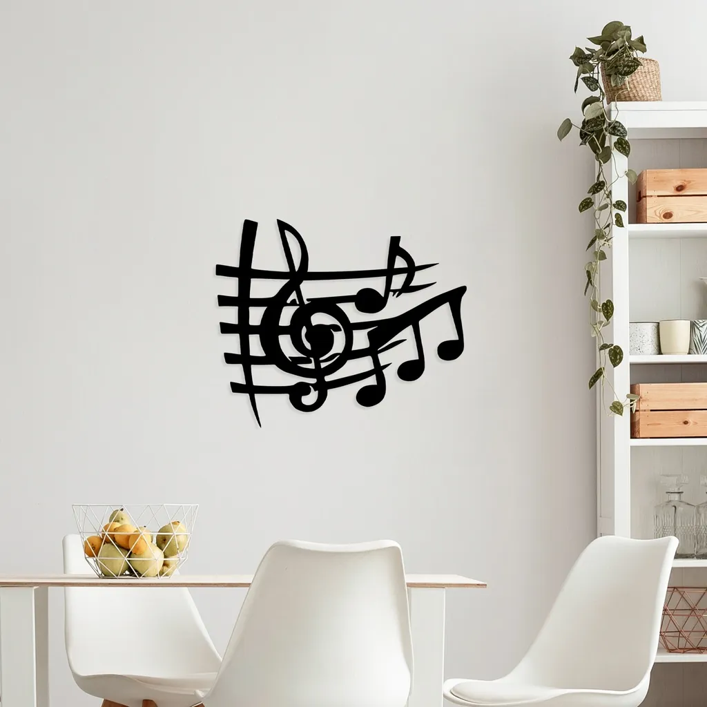 Wallity Musical SKL2565 Nero 70x58cm - Decorazione Parete Metallo