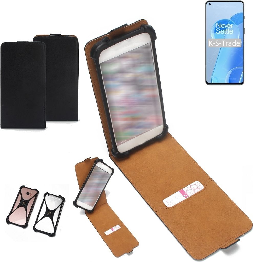 K-S-Trade Handyhülle Schutzhülle kompatibel mit OnePlus 9RT Hülle Case Cover Flip Style Bumper schwarz 1x