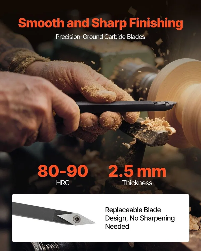 Outils de tournage sur bois HSS - Set de 4 gouges pour finitions pro - 3
