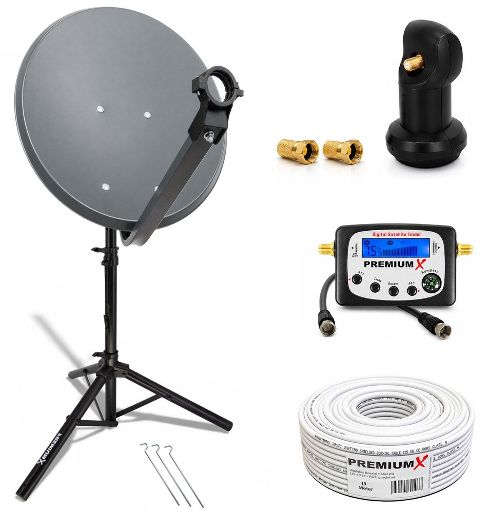 PremiumX SAT Anlage 60cm Antenne Single LNB Kabel F-Stecker Produktbild 
