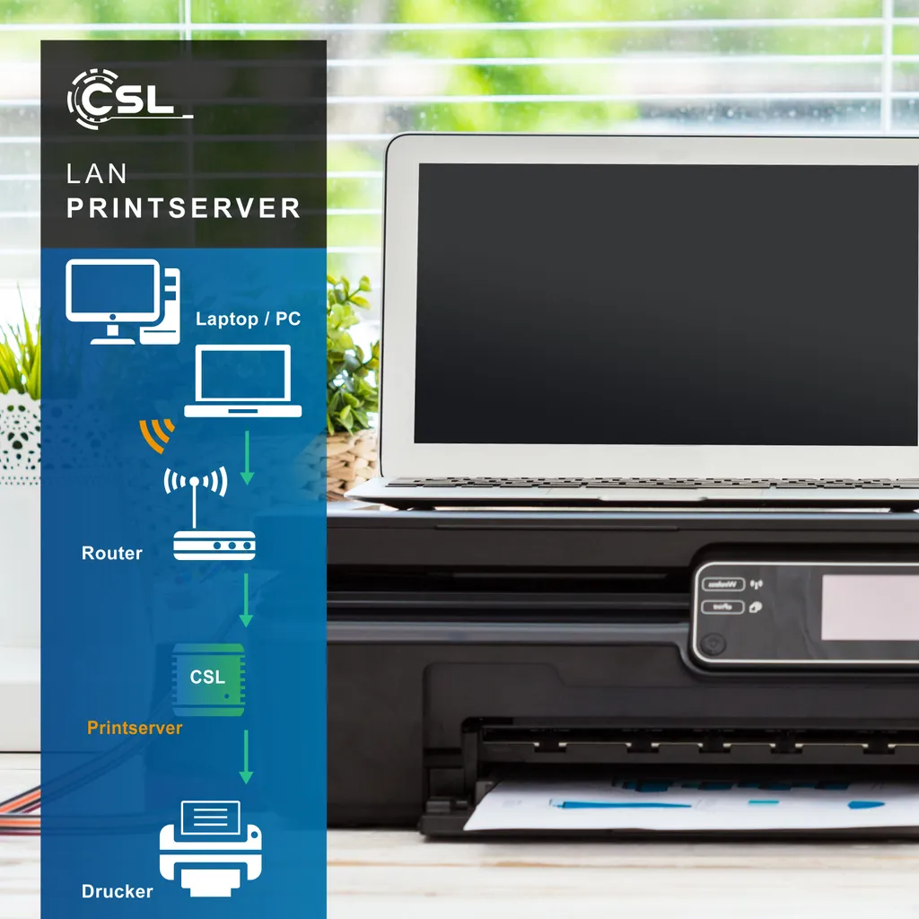 Serveur d'impression USB Fast Ethernet compatible Windows 10 et MacOS