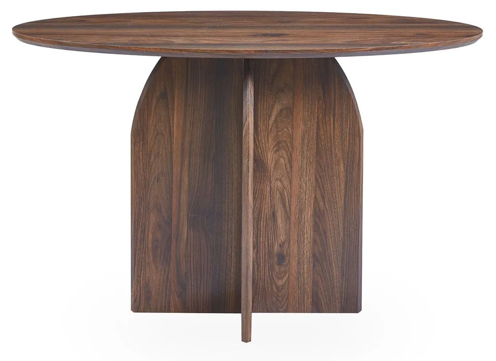 Console Ovale 120cm Menzzo Calyptus en Bois Foncé pour Entrée Moderne