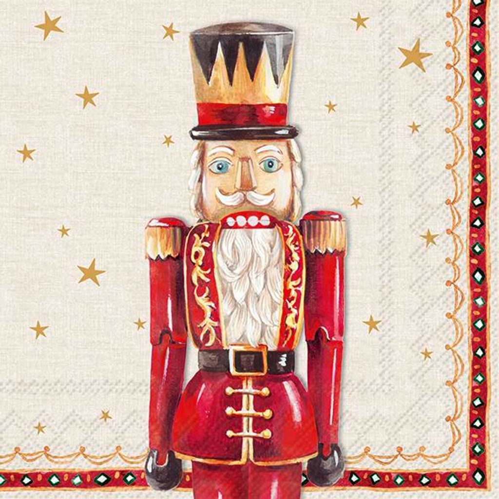NUTCRACKER FIGURE Cream Red Cocktail-Servietten C1