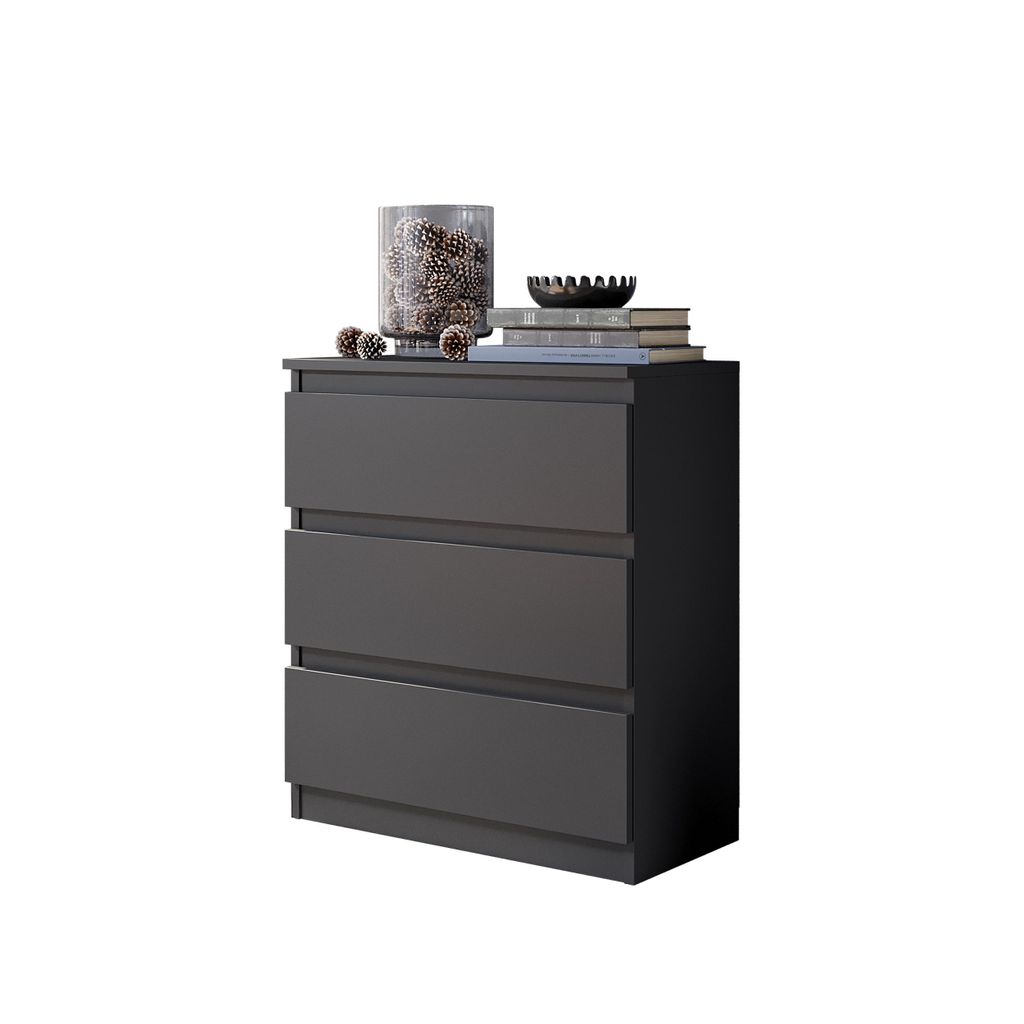 Kommode GABRIEL mit 3 Schubladen, Anthrazit – ideal für Wohnzimmer, Schlafzimmer und Flur.