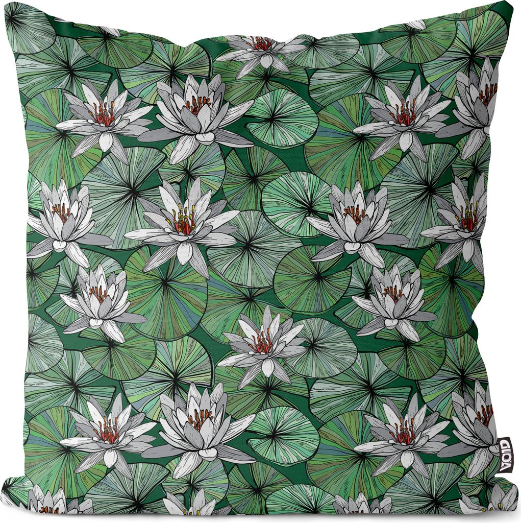 VOID Wasserlilien Teich Weiss Blumen Kissenbezug Kissenhülle sofa couch wohnzimmer dekoration wasserfest Outdoor Garten Kissen bezug deko