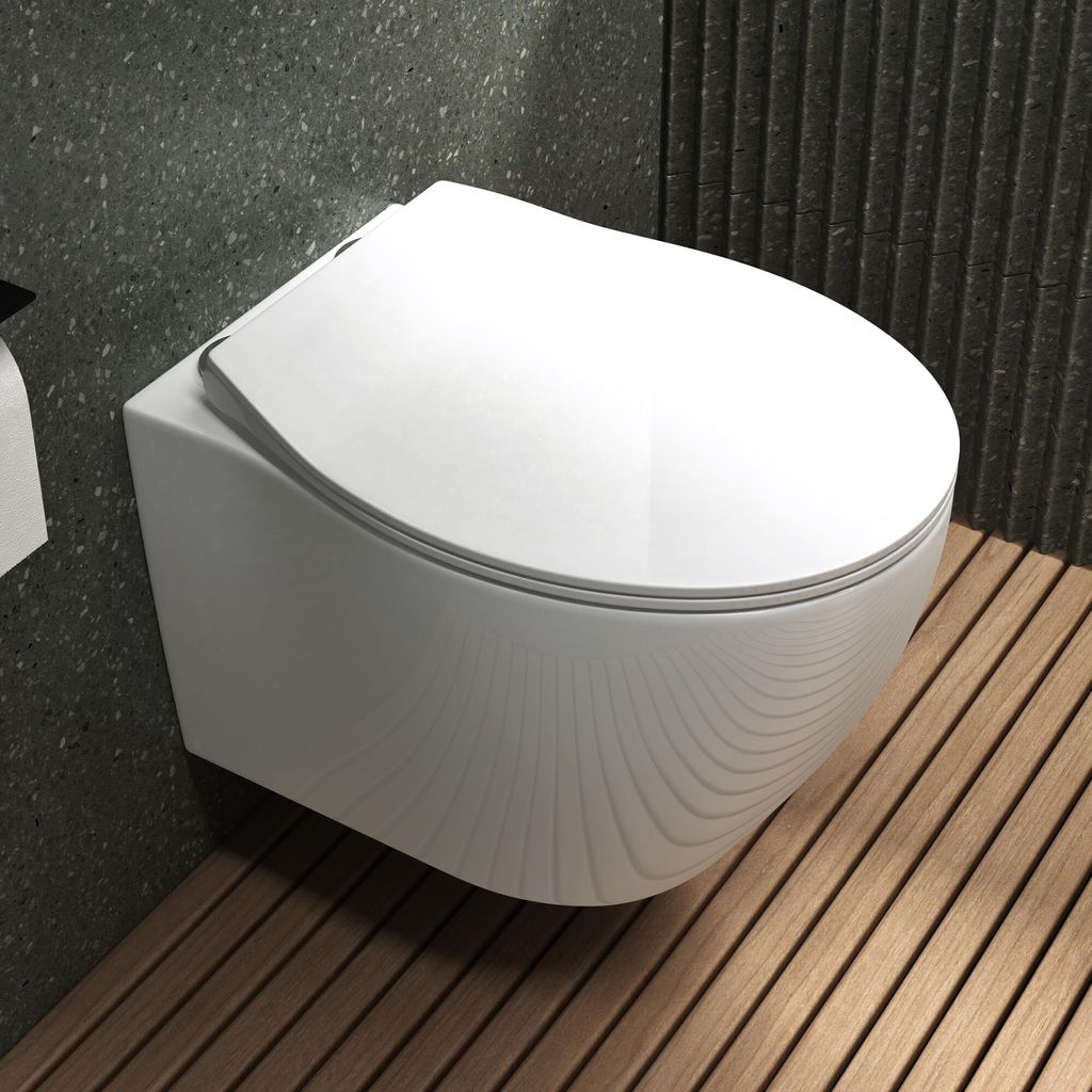 Mai & Mai Hänge WC Toilette Wand-WC Spülrandlos Weiß aus Keramik Wandmontage BTH: 37x52x36cm Aachen126