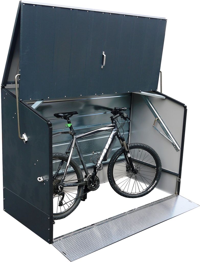Trimetals Metallgerätehaus Fahrradbox mit klappbarer Einfahrtsrampe für bis zu 3 Fahrrädern, anthrazit
