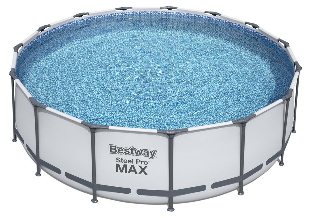 Pool MAXI rund - Kunststoff Grau 122x457x457cm | Komplett-Set Aufstellpool Gartenpool