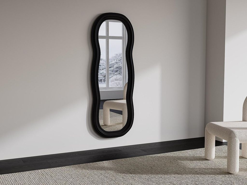 Spiegel aus Bio-Paulownia-Holz - B 60 x H 160 cm - Schwarz - TAYLI