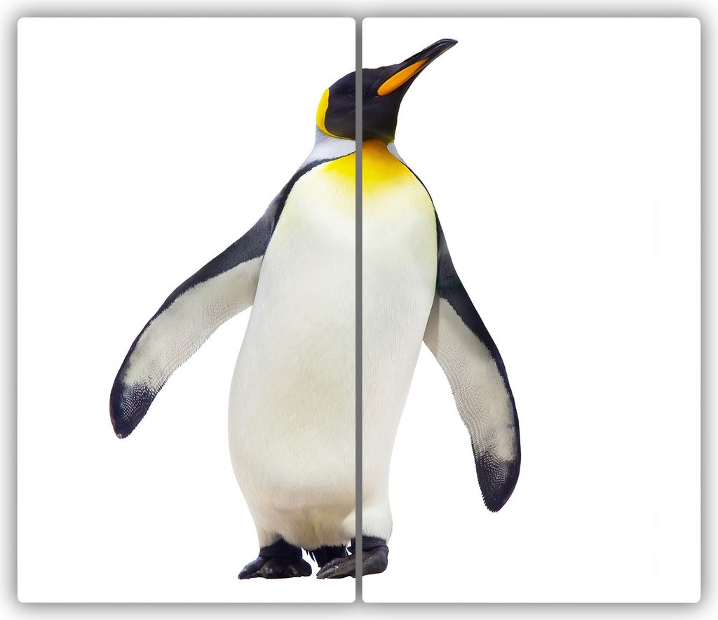 Tulup Glas-Herdabdeckplatte - 2x30x52cm - Glaskeramikkochfeld-Abdeckung Spritzschutz Zweiteilig Pinguin
