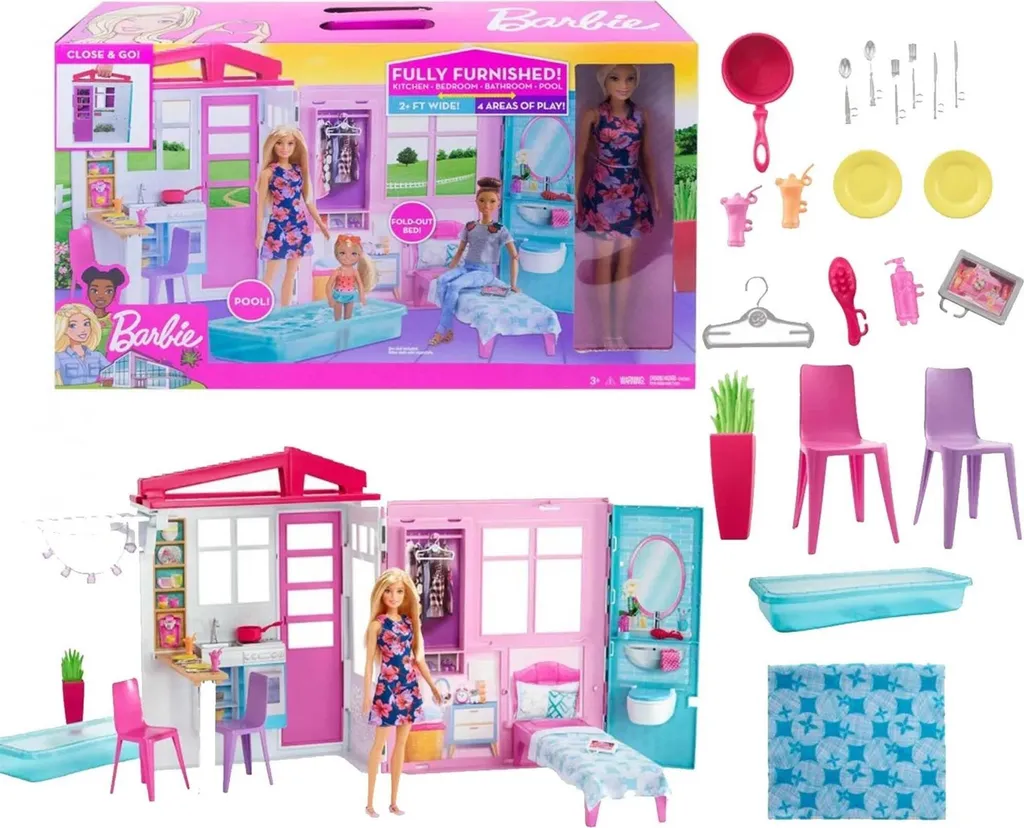 Coffret Maison Barbie meublée GWY84 pour enfants de plus de 3 ans