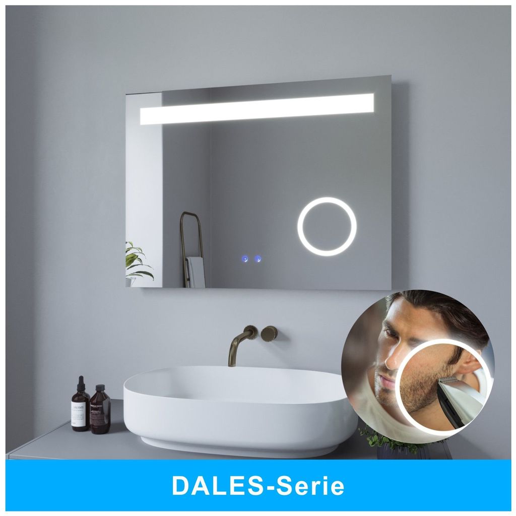 AQUABATOS® DALES-Serie 80x60 cm Schminkspiegel LED Produktbild 