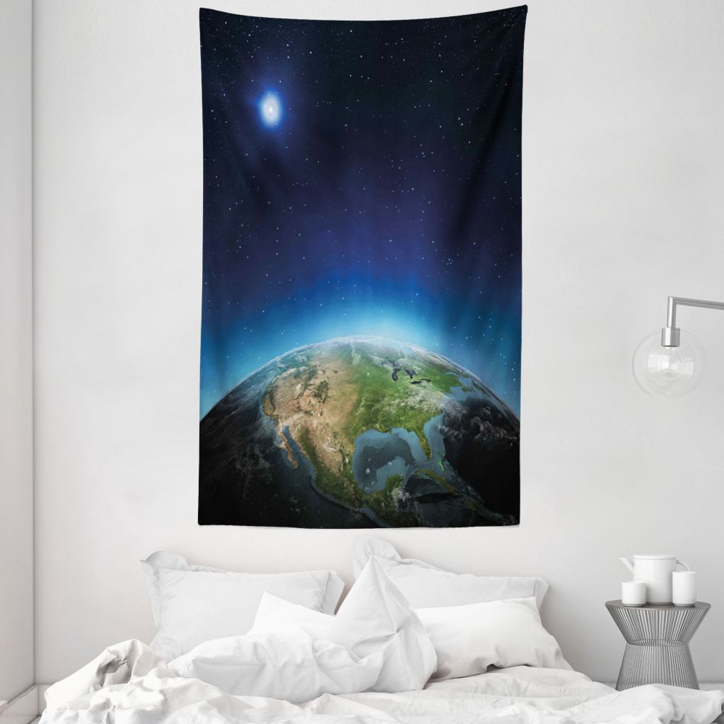 ABAKUHAUS Erde Wandteppich und Tagesdecke, Nordamerika Galaxy anzeigen aus Weiches Mikrofaser Stoff Waschbar ohne Verblassen Digitaldruck, 140 x 23...