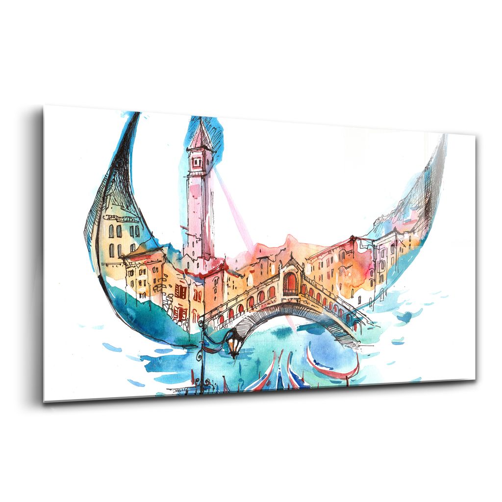 Glasmalerei - dekorative Malerei - moderne Malerei - 100x50 - Abstraktion Italien Gondole Venedig
