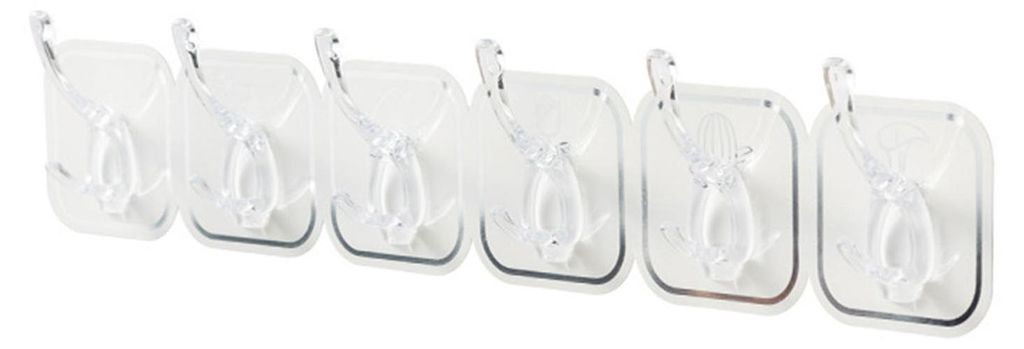 6 Stück Acryl-Klebehaken, Wandhalterung, spurlos, ohne Bohren, starke Tragfähigkeit für Küche, Badezimmer, Weiß