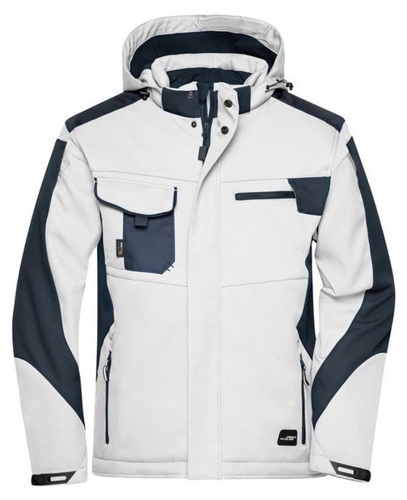 James and Nicholson - "Craftsmen" Softshelljacke für Herren/Damen Uni LT5645 (L) (Weiß/Kohlen-Schwarz)