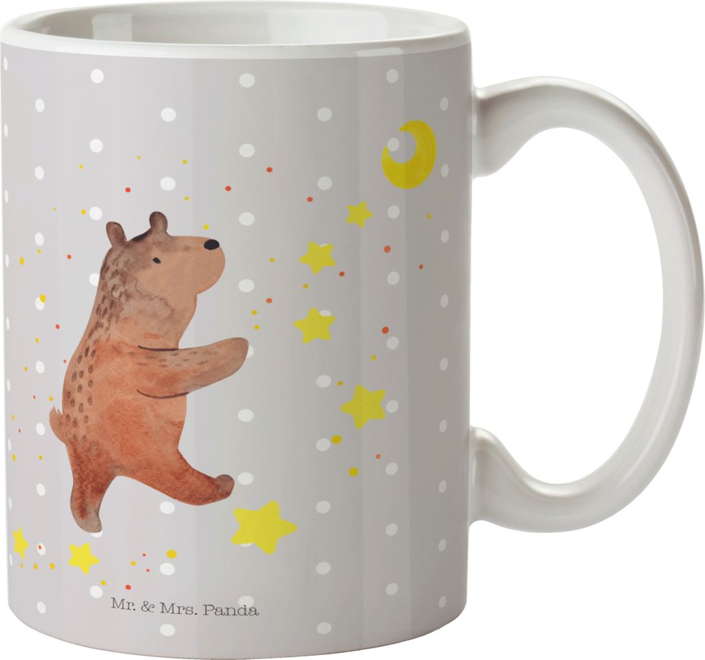Mr. & Mrs. Panda Tasse Bär Träume - Grau Pastell - Geschenk, Traum, Keramiktasse, Kaffeebecher, Kaffeetasse, Teetasse, Teddy, Traumdeutung, Träu...