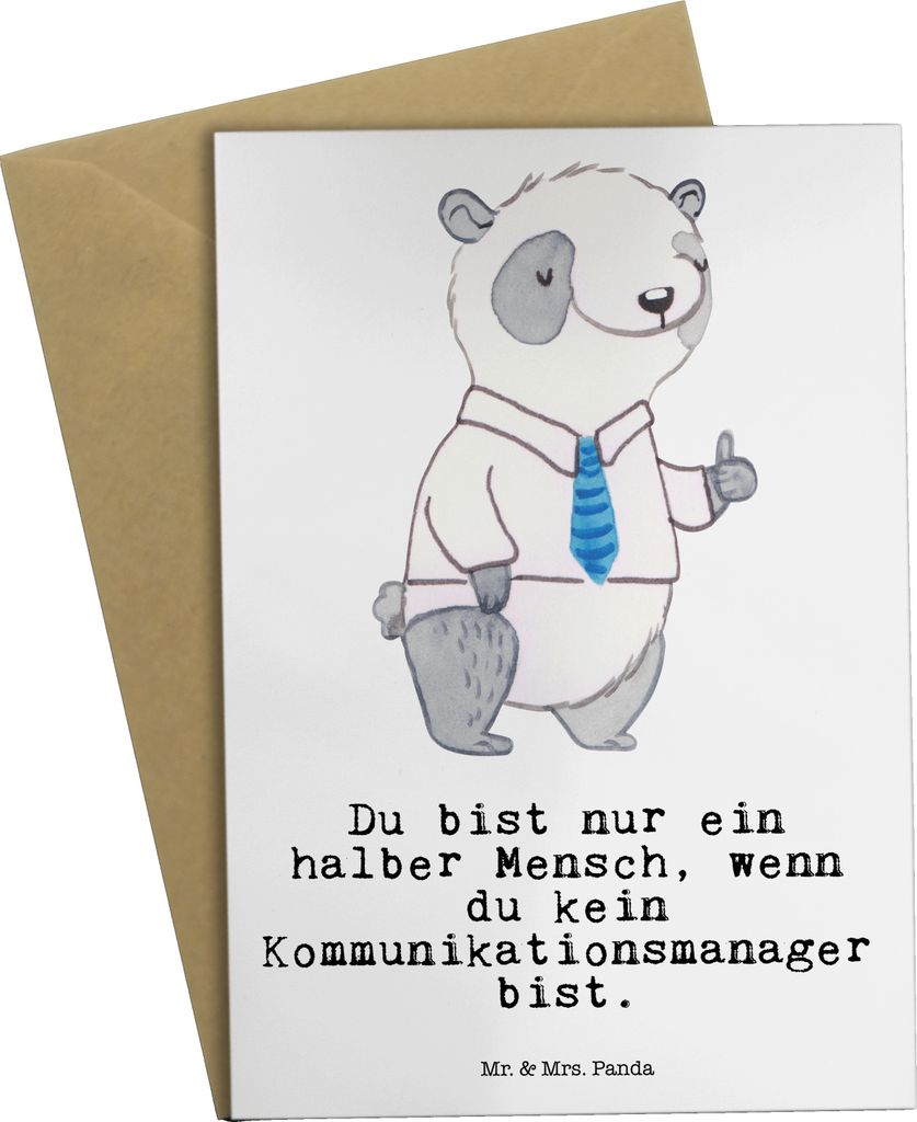 Mr. & Mrs. Panda Glückwunschkarte Kommunikationsmanager Herz - Weiß - Geschenk, Studium, weihnachtskarten, Lustig, Spruch, dankeskarten, Witzig, ...