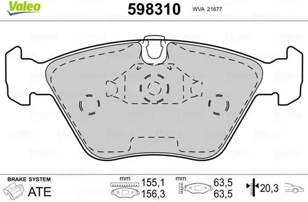 Garnitures de frein avant Valeo 598310 silencieuses pour BMW Série 5 E39