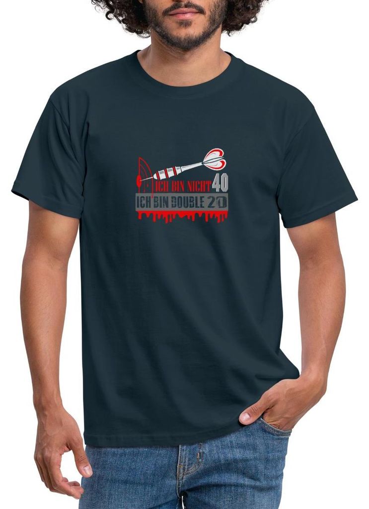 Spreadshirt 40. Geburtstag | Darts Design | Double 20 Männer T-Shirt, L, Navy