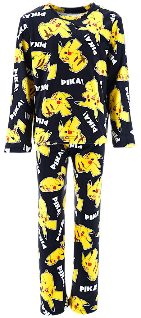 Schlafanzug Pokémon Pikachu - weicher Velours Schwarz 140 Produktbild 