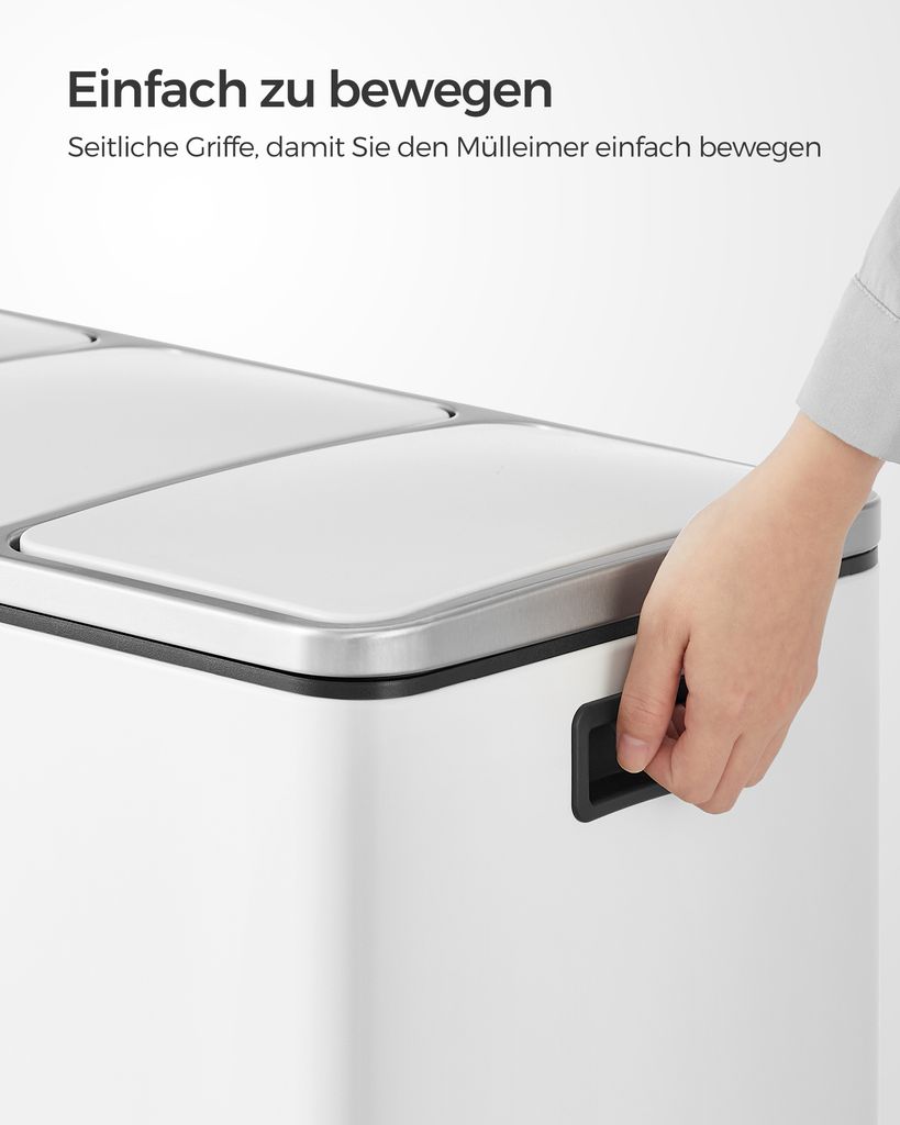 SONGMICS Mülleimer Mülltrennsystem, 3 x 18 L, ergonomisch, Produktbild 6