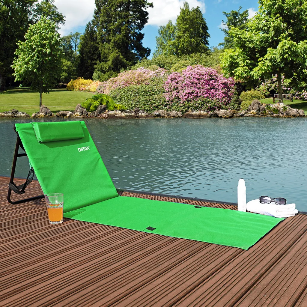 Tapis de plage rembourré 158x56cm dossier réglable extérieur vert