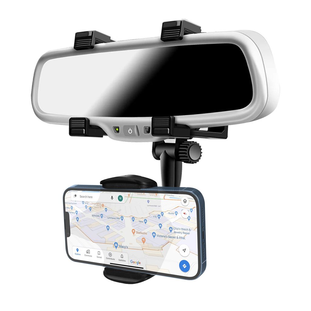 Smartphone-Autohalterung Befestigung am Spiegel 360° drehbar - Schwarz
